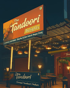 The Tandoori Delights restaurant exterior at night