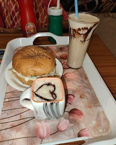 Premium cold coffee with dessert